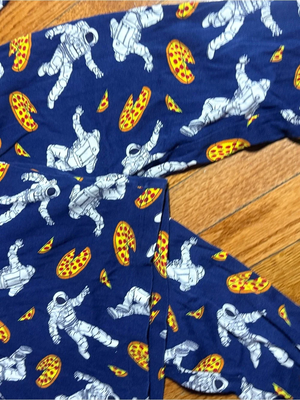 Kids landsend Blue Astronaut & Pizza Print Pajama Set